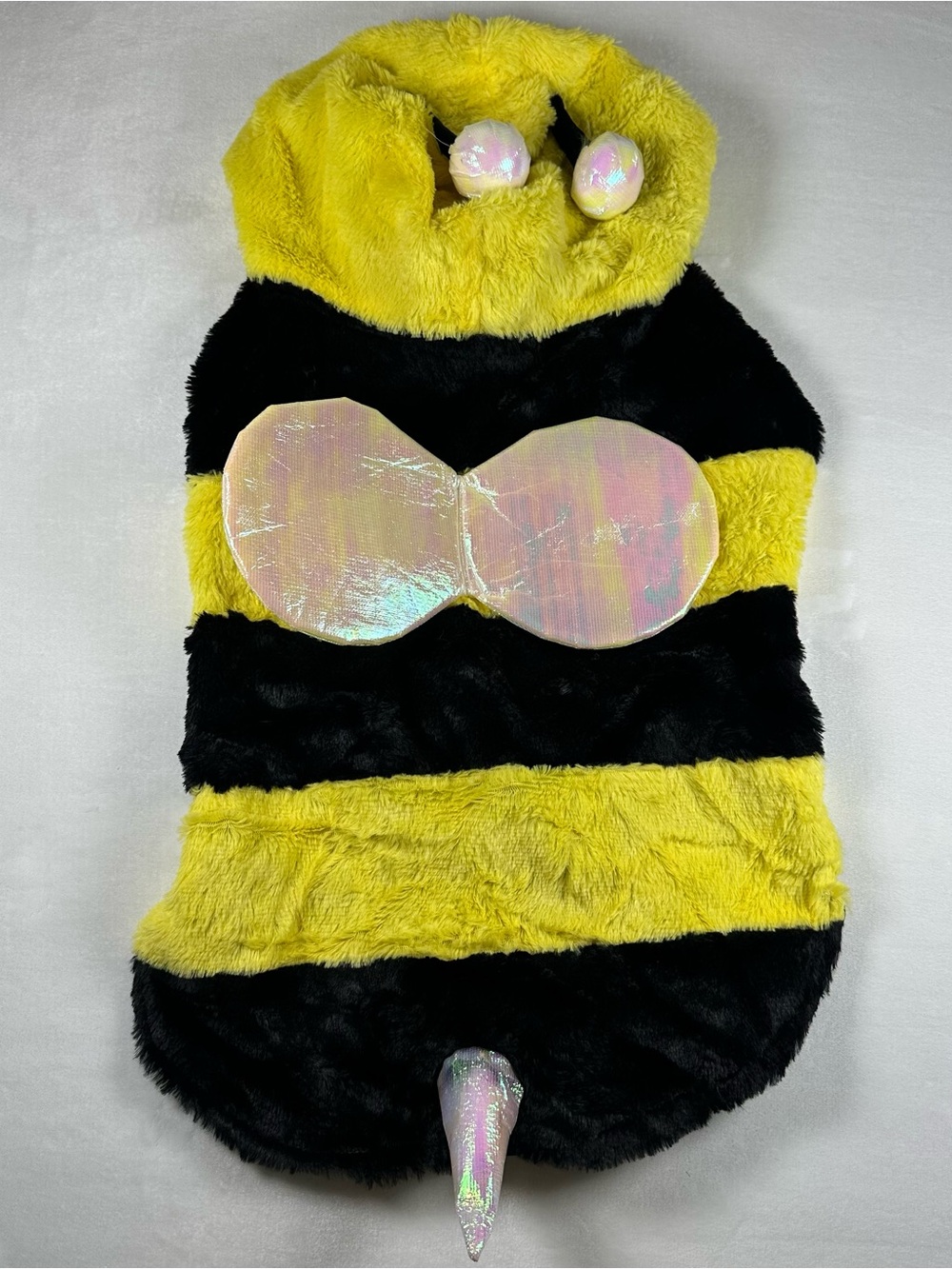 Bumblebee Plush Dog Hoodie in Yellow and Black
